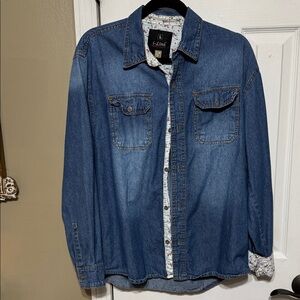 i-Link Blue Denim Shirt with Floral Lining